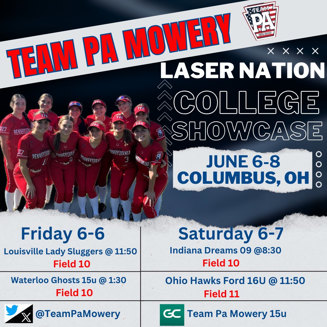 First tournament of the season!! Excited to get back on the field!! 

<a href="/LHUSoftball/">Lock Haven Softball</a> <a href="/TeamPAMowery/">TEAM PA MOWERY 15u</a> <a href="/teampafastpitch/">Team Pennsylvania Fastpitch</a>
