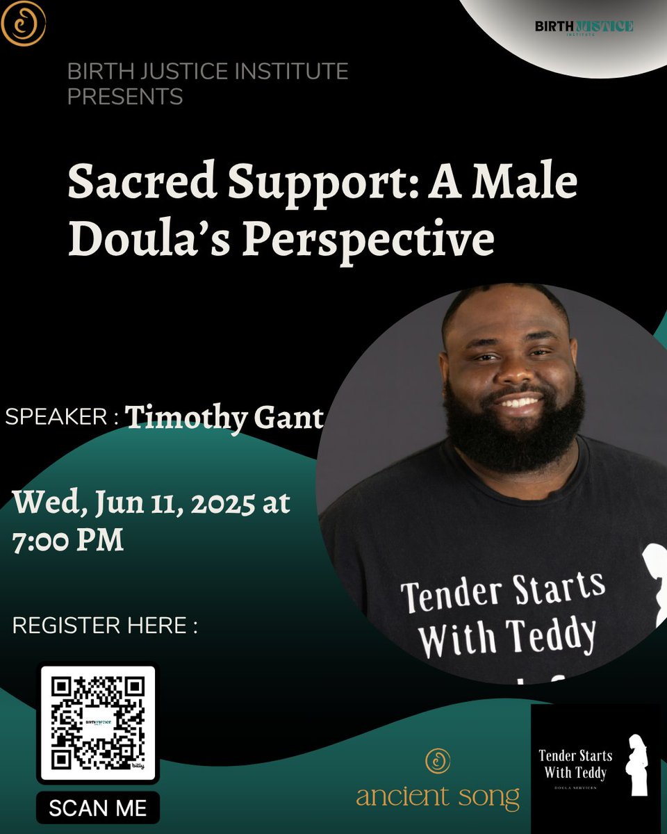 Sacred Support: A Male Doula’s Perspective 🧡
Join us for a powerful convo with Timothy Gant .—male doula, advocate, and community healer—as we explore the sacred role of partner support in birthwork.