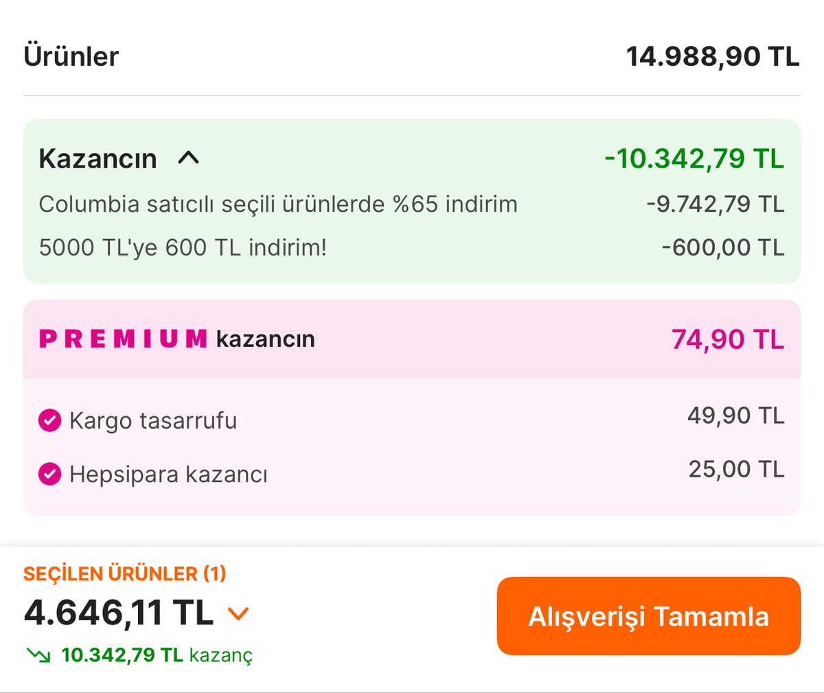 Columbia satıcılı ürünlerde güzel kampanya başladı👇🏼

- Sepette %65’e varan indirim🔥
- Sepette ek 500₺ daha indirim🔥

15.000₺’lik sepet 4.646₺’ye geliyor. #ortaklık

app.hb.biz/uIpIjFkMKDSH