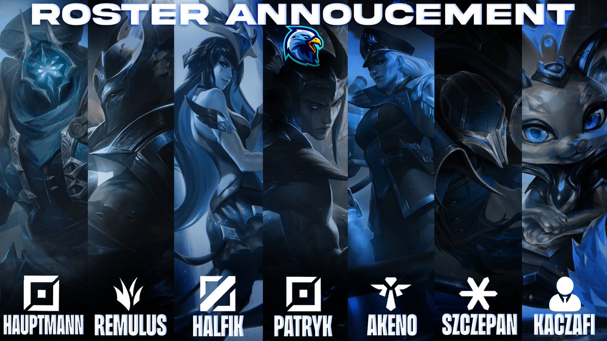 Witajcie, 
Dzisiaj mamy zaszczyt ogłosić wam nasz odświeżony skład orzełków który rozgrywa Play-Offy w <a href="/DLL_OfficialAcc/">DzentelmenskaLigaLola</a> 2Liga🦅

🏝️Top: Hauptmann
👹Jungle: <a href="/remixonikusz/">Remixonikusz</a>
👶 Mid: <a href="/Halfikbozo/">DedHalw</a> 
🤖Adcarry: <a href="/PATROLlol_/">patrol_</a>
🐐Support: <a href="/Akeno250/">Akeno</a>
🧘Sub: Szczepan
🧠Coach: <a href="/dawid46822133/">dawid</a>