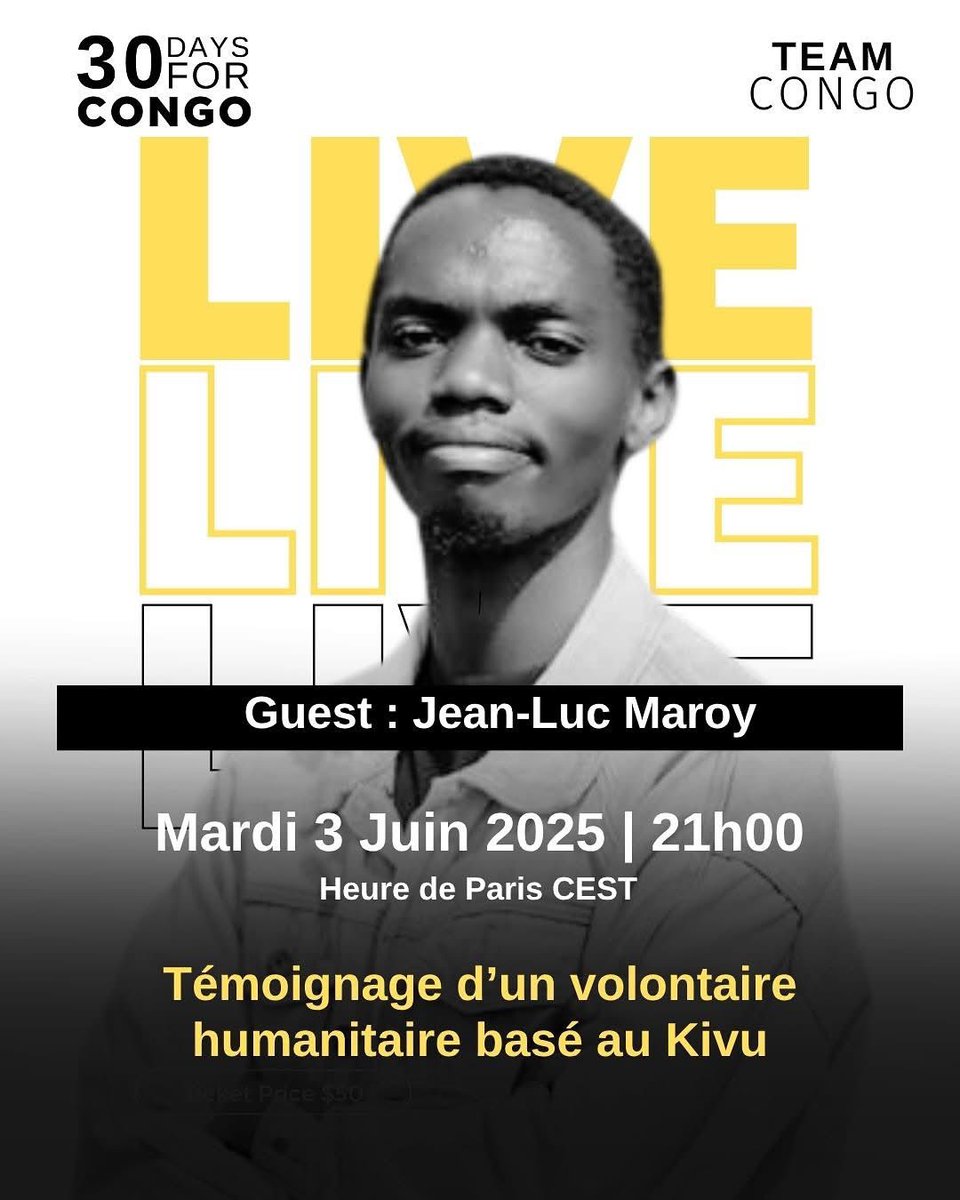 Dans le cadre de la campagne #30JoursPourLeCongo, je prendrai la parole pour parler de la situation actuelle à Goma : une crise économique alarmante, des conditions de vie de plus en plus précaires, mais aussi l’espoir qui persiste grâce à la solidarité du peuple congolais. 1/2