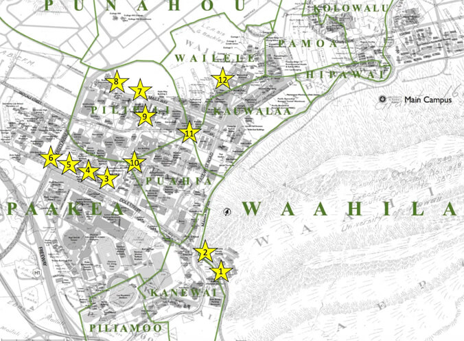 uhmanoa's tweet photo. The “Remapping UH Mānoa: A Campus Huakaʻi” tour invites students, faculty, and visitors to explore the campus through Hawaiian land divisions, uncovering stories of geography, language, resilience, and renewal ➡️ https://t.co/hQ8nj3e7kQ #ExploreUHM https://t.co/U9ySDZtALT