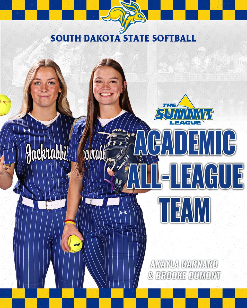 Jackrabbit Softball (@gojackssb) on Twitter photo A shoutout to our duo named to <a href="/TheSummitLeague/">The Summit League</a> Academic All-League Team today in <a href="/BarnardAkayla/">Akayla Barnard</a> & <a href="/brooke_dumont/">Brooke</a>! #GoJacks π°
π gojacks.com/news/2025/6/3/β¦ A shoutout to our duo named to <a href="/TheSummitLeague/">The Summit League</a> Academic All-League Team today in <a href="/BarnardAkayla/">Akayla Barnard</a> & <a href="/brooke_dumont/">Brooke</a>! #GoJacks π°
π gojacks.com/news/2025/6/3/β¦