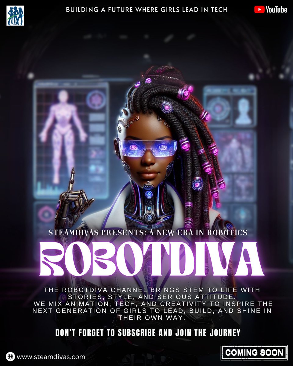🚨 The RobotDiva Channel is coming soon! 🚨

STEM meets style. Bots with bold voices,
Girls leading the future of tech.

Get ready for RobotDiva 🔥

🔔 Subscribe + stay tuned!

#RobotDiva #GirlsInSTEM #STEAMDivas #AIWithAttitude #ComingSoon