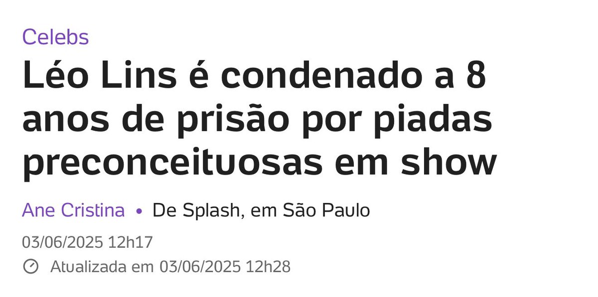 🚨Analisei a decisão contra <a href="/LeoLins/">Léo Lins</a> e a considero completamente absurda. Piada é discurso ficcional comparável à arte, e a arte não pode estar submetida a quem se ofende com ela 

Condenar humorista a 8 anos em regime fechado é censura, uma vergonha à democracia 🧶 (1/5)