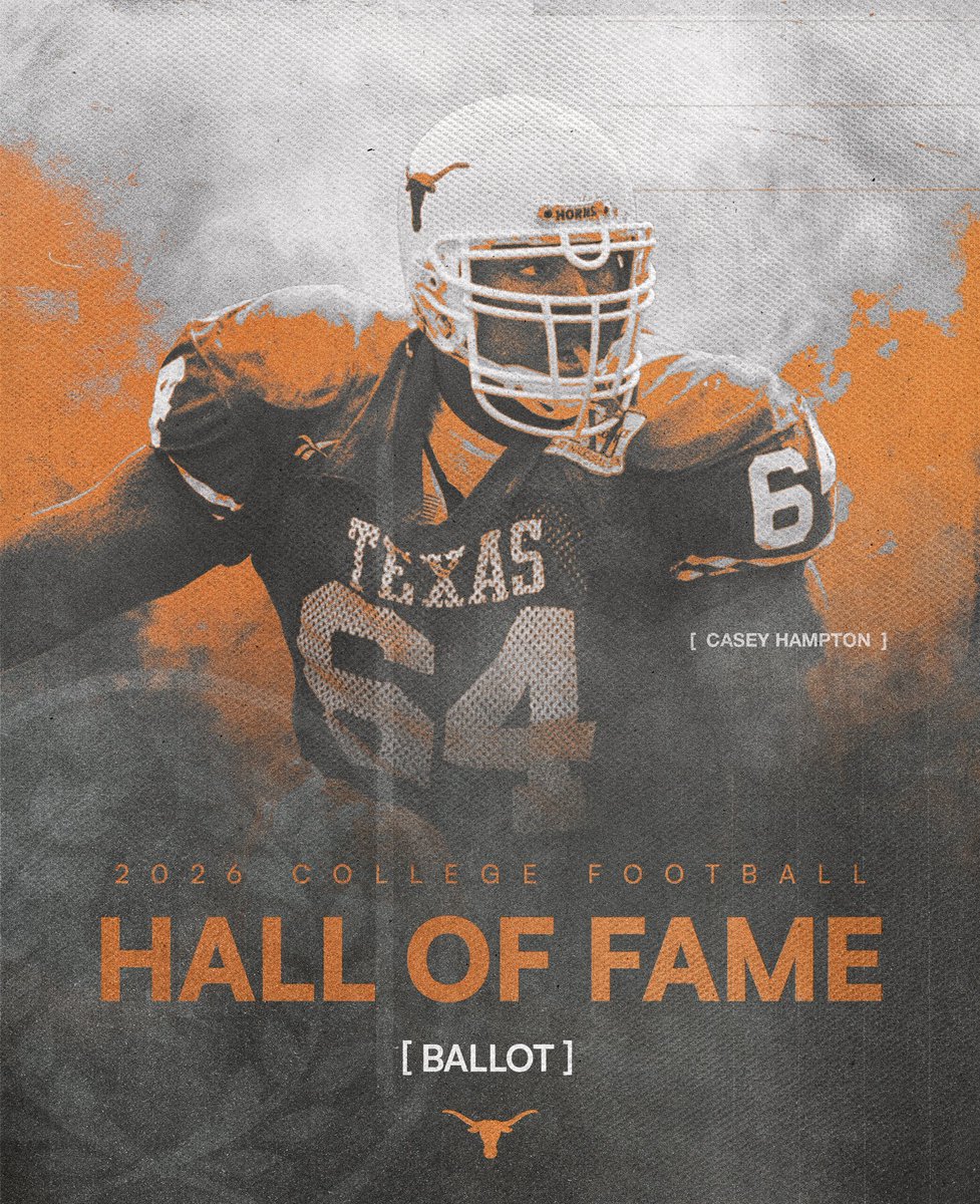 Texas Football (@texasfootball) on Twitter photo Longhorn Legend Casey Hampton has been named to the 2026 College Football Hall of Fame ballot! 🤘 <a href="/cfbhall/">College Football Hall of Fame</a> Longhorn Legend Casey Hampton has been named to the 2026 College Football Hall of Fame ballot! 🤘 <a href="/cfbhall/">College Football Hall of Fame</a>