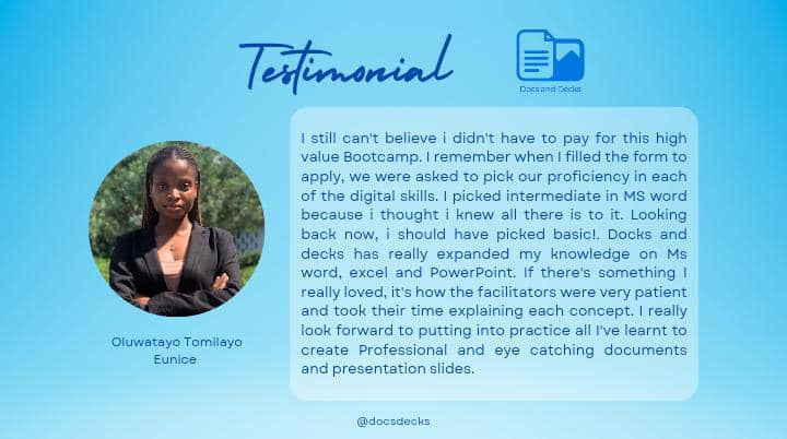 docsdecks's tweet image. “I finally feel confident using Microsoft tools.”

One of many comments from our graduation ceremony.

Growth. That’s the Cohort 1 effect.

Cohort 2 is coming 

#GraduationDay #Cohort1 #DnD #GapBridgers