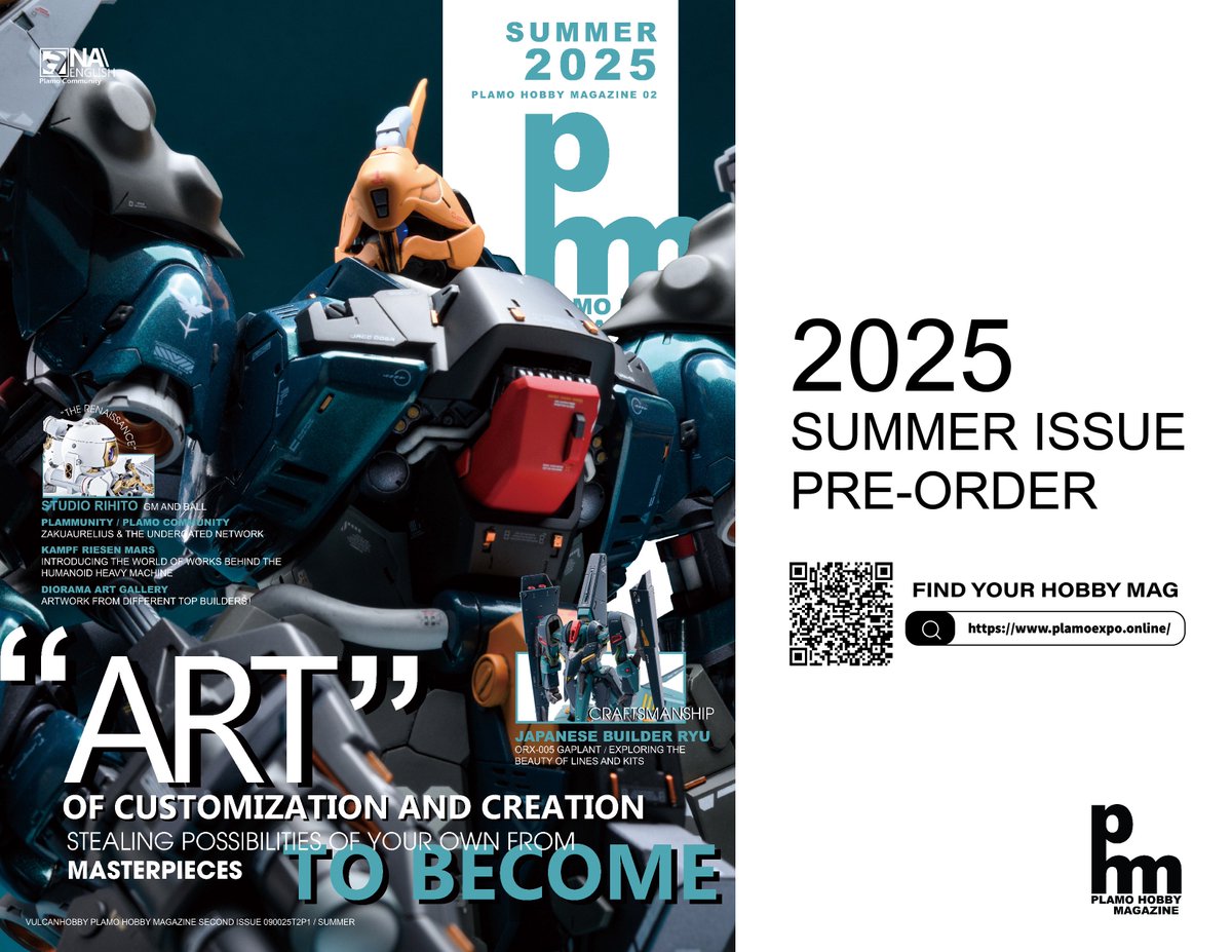 PlamoHobbyMag's tweet image. A Must-Have for Hobby Enthusiasts!
Plamo Hobby Magazine – Issue 2 (Summer 2025) Now Available for Pre-Order!
Dive into the world of visual artistry and craftsmanship.
Experience the beauty, detail, and creativity of the hobby like never before.
Secure your copy today!