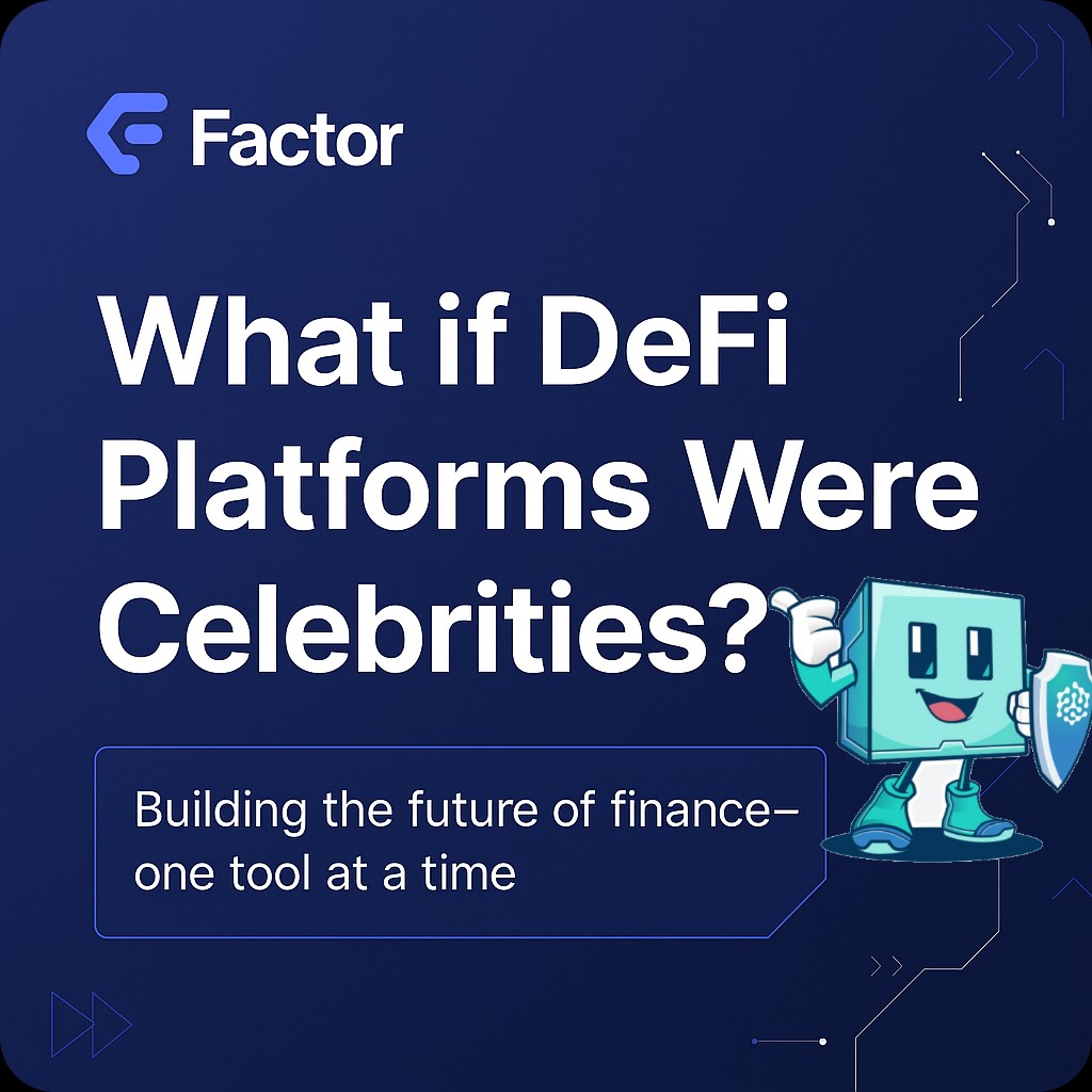 BenitaEjeh's tweet photo. What if #DeFi Platforms Were Celebrities?

Let’s have some fun👇

If #DeFi apps were famous people, who would they be?

We looked at a few big names in #DeFi and matched them with celebrity vibes 🎬✨

Ready? Let’s go 👇
#DeFi #FactorDAO #Web3 #CryptoHumor #FactorFi https://t.co/tgCiGJl1jM