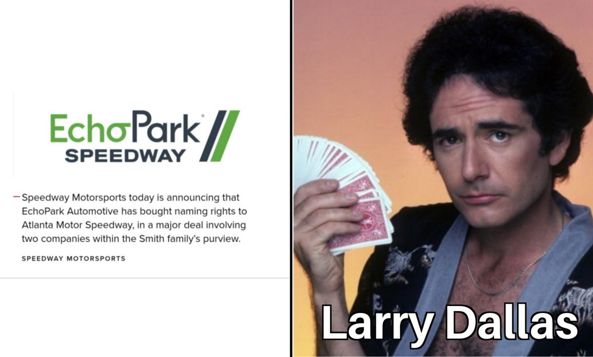 dega_mofos's tweet image. #quakerstate @EchoParkSpdwy #nascar #atlanta #atlantamotorspeedway #XfinitySeries #prime #amazonprime @NASCAR

Atlanta Motor Speedway has been purchased by a used car company.  The deal was finalized with co-owner Larry Dallas, of Santa Monica, giving his blessing.