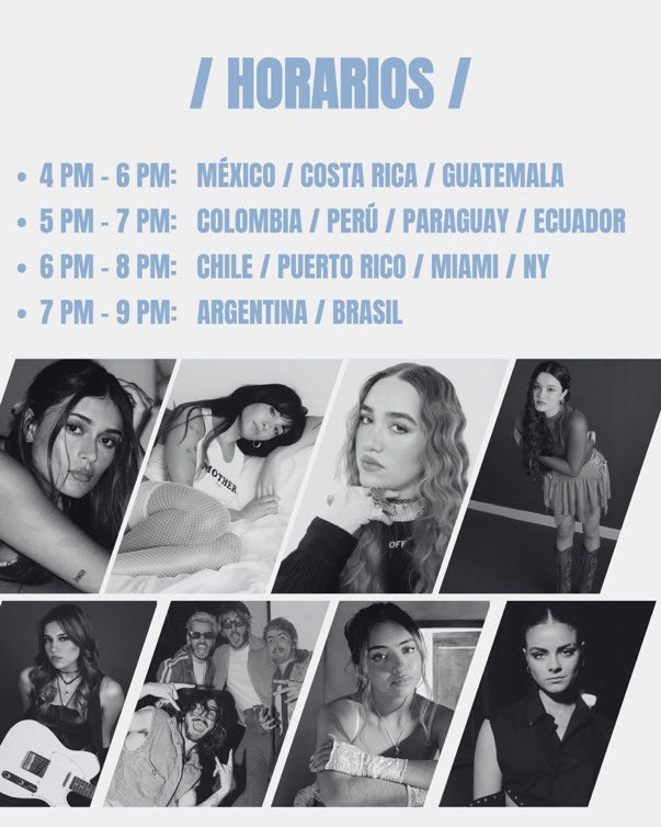 ¡Besties, tenemos stream party en puerta!

Este Viernes 06 de Junio nos unimos los fandoms de : Daniela Calle, Aitana, Ela Taubert, Joaquina, Mar Lara, Morat, Vale Garzón, Lucia de la Puerta y Jules.

¡Únete!

HORARIOS:
·4 PM 🇲🇽🇨🇷🇬🇹
·5 PM 🇨🇴🇵🇪🇵🇾🇪🇨
·6 PM 🇨🇱🇵🇷🇺🇸🇻🇪
·7 PM 🇦🇷🇧🇷