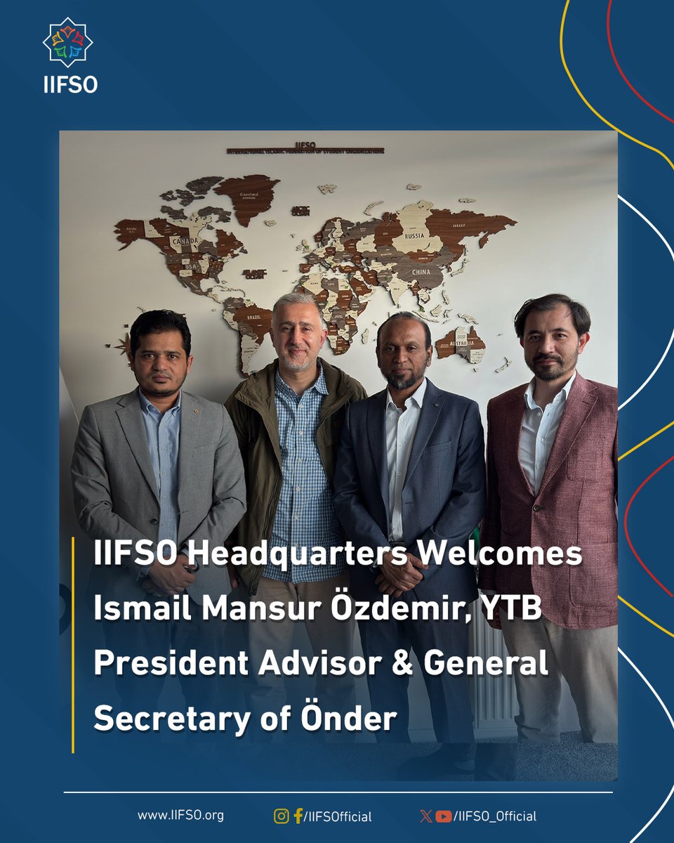 (EN🇬🇧/AR🇸🇦/TR🇹🇷)
IIFSO was pleased to welcome Mr. Mansur Özdemir, Education Advisor at YTB and President of ÖNDER Association, to its headquarters in Istanbul.

During the meeting with Secretary General Dr. Mostafa Faisal Parvez, along with Deputy Secretary General Dr. Abdullah
