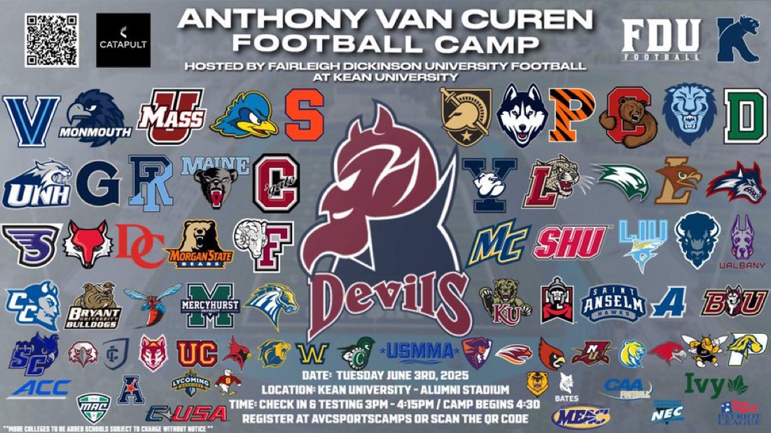 CoachJrob2's tweet image. Good luck to all the athletes competing at the Anthony Van Curen Football Camp today! 💪🏽🏈 Compete with heart, hustle, and purpose — every rep is a chance to get better.
@CoachAVC_FDU