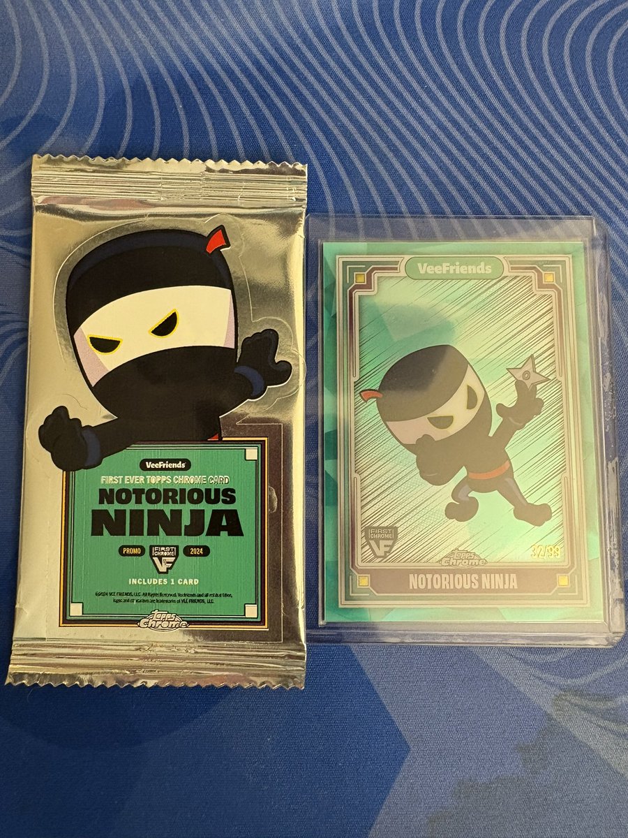 HotKeyBreaks (@hotkeybreaks) on Twitter photo Look what I pulled from a NYCC promo pack yesterday, this beautiful green 32/99 Notorious Ninja first ever <a href="/VeeFriendsCards/">VeeFriends Cards</a> for @topps Chrome! I have $999 on it, trades and offers considered. Message me if youโre interested! Look what I pulled from a NYCC promo pack yesterday, this beautiful green 32/99 Notorious Ninja first ever <a href="/VeeFriendsCards/">VeeFriends Cards</a> for @topps Chrome! I have $999 on it, trades and offers considered. Message me if youโre interested!