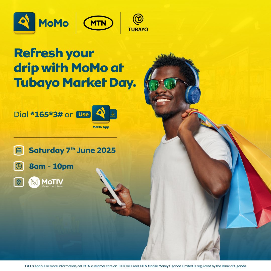 Saturday vibes alert,  where's the plan?
📍Well, Motiv's got you covered. Tubayo Market Day is ON. Fashion, food, and more - all under one roof, Shop 'til you drop from 8am to 10pm and pay easy peasy with #MTNMoMo. #TubayoMarketDay #PayWithMoMo