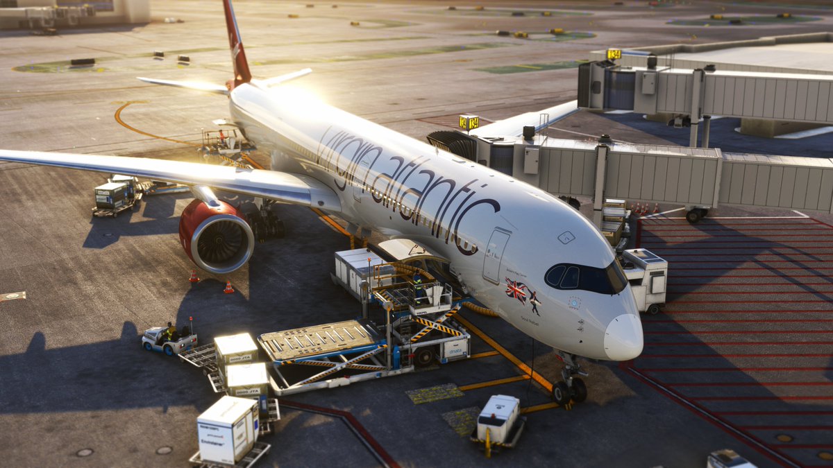 Wheezy63s's tweet photo. VIR 142　　　

ロサンゼルス国際空港/KLAX
                      ↓
ロンドン・ヒースロー空港

機材　A350-1000 (G-VBOB)
飛行時間　10h23m

管制フルオープン、久しぶりのヒースロー🛩　

#msfs2020 
#VATSIM
#A350 https://t.co/1Y1zOoWOxi