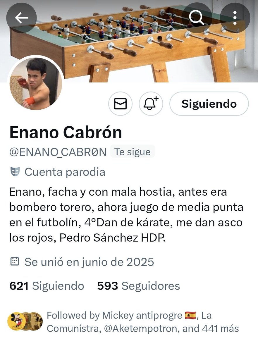 A toda mi gente de bien.
Tenemos una nueva incorporación por estos lares.
Os ruego sigáis al Enano Cabrón. @ENANO_CABR0N.
Vamos a darle un empujón a la cuenta.💪💚🇪🇦