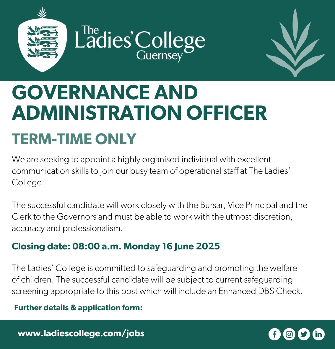 We're hiring a Governance and Administration Officer (term-time only). Must be highly organised with excellent communication skills and able to work with discretion and professionalism.
🗓️ Closing date: 08:00, Monday, 16 June 2025
Details &amp; application: cstu.io/93299b