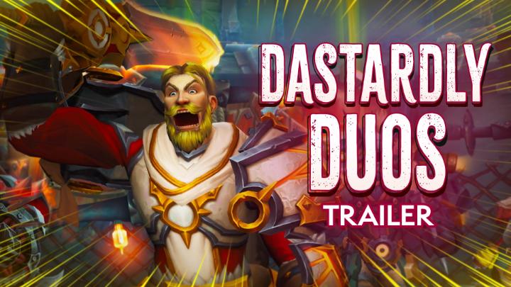 World of Warcraft Dastardly Duos promotional image showing PvP combat between player characters