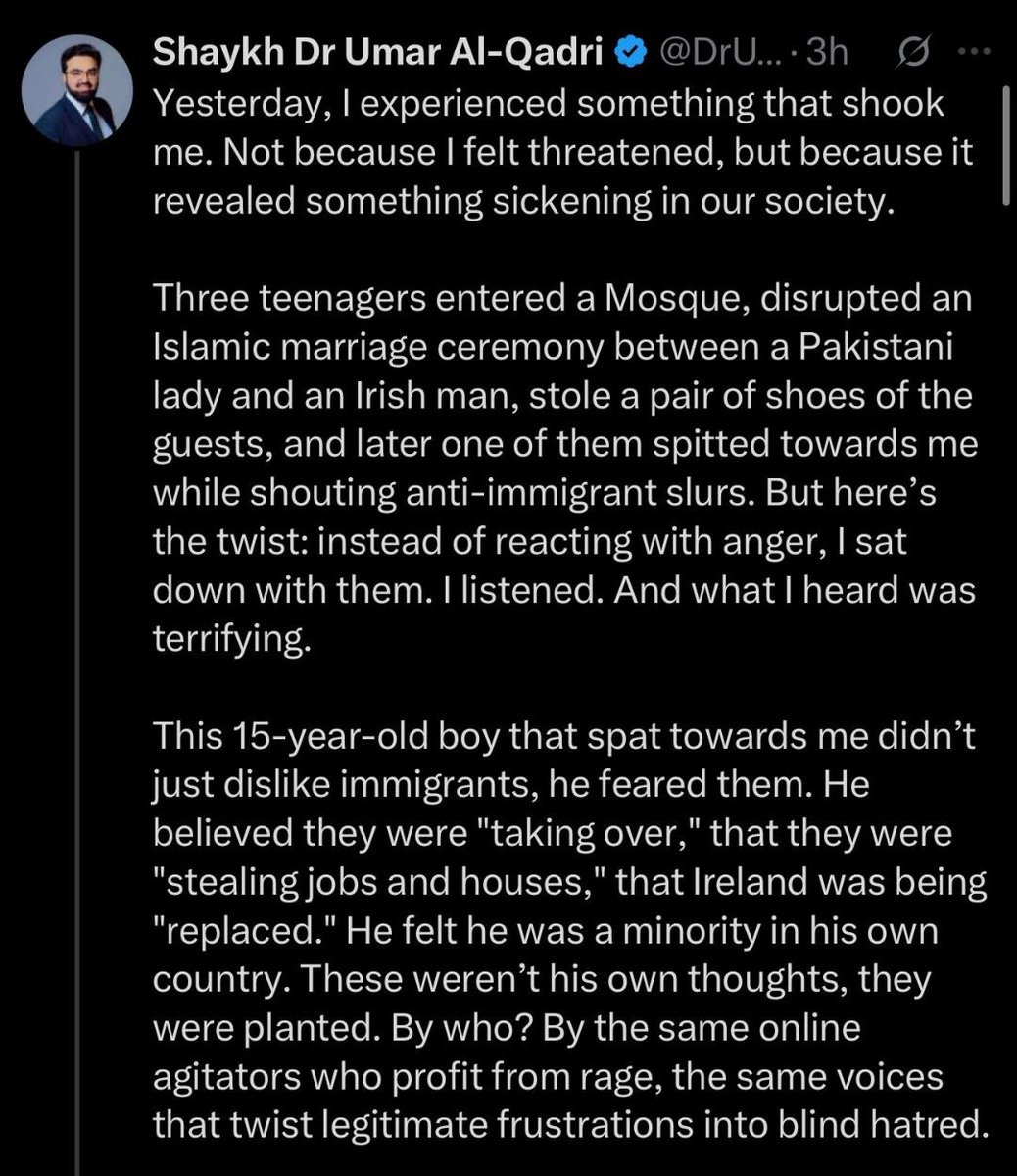 UMAR AL QADRI THREATENED TO REPORT ME FOR A HATE CRIME

My crime was this: I posted extensively about the Halal domestic and export slaughter market in Ireland (what Halal is, and how Halal poultry is served in schools, takeaways etc without our knowledge). I included a picture