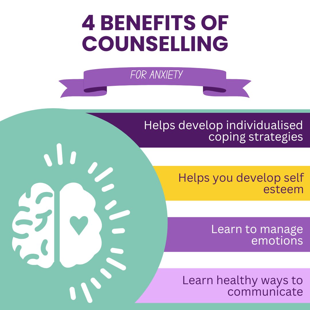 🌿Feeling #anxious? Help is here for you🌿
#Counselling offers a safe space to build healthier #copingstrategies &amp; #improvecommunication skills. It’s about finding what works best for you💙

See how counselling can help with anxiety here:
bit.ly/4dtuTHt

#AnxietySupport