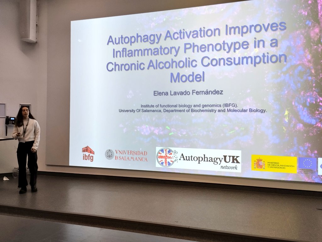Juanaloca2002's tweet photo. Moment to be the proudest PI in the world, @elenalavado15 is presenting #MacphagyLab results in the @autophagyuk and @UK_proteostasis meeting @WAutophagy https://t.co/LAt02km6BU