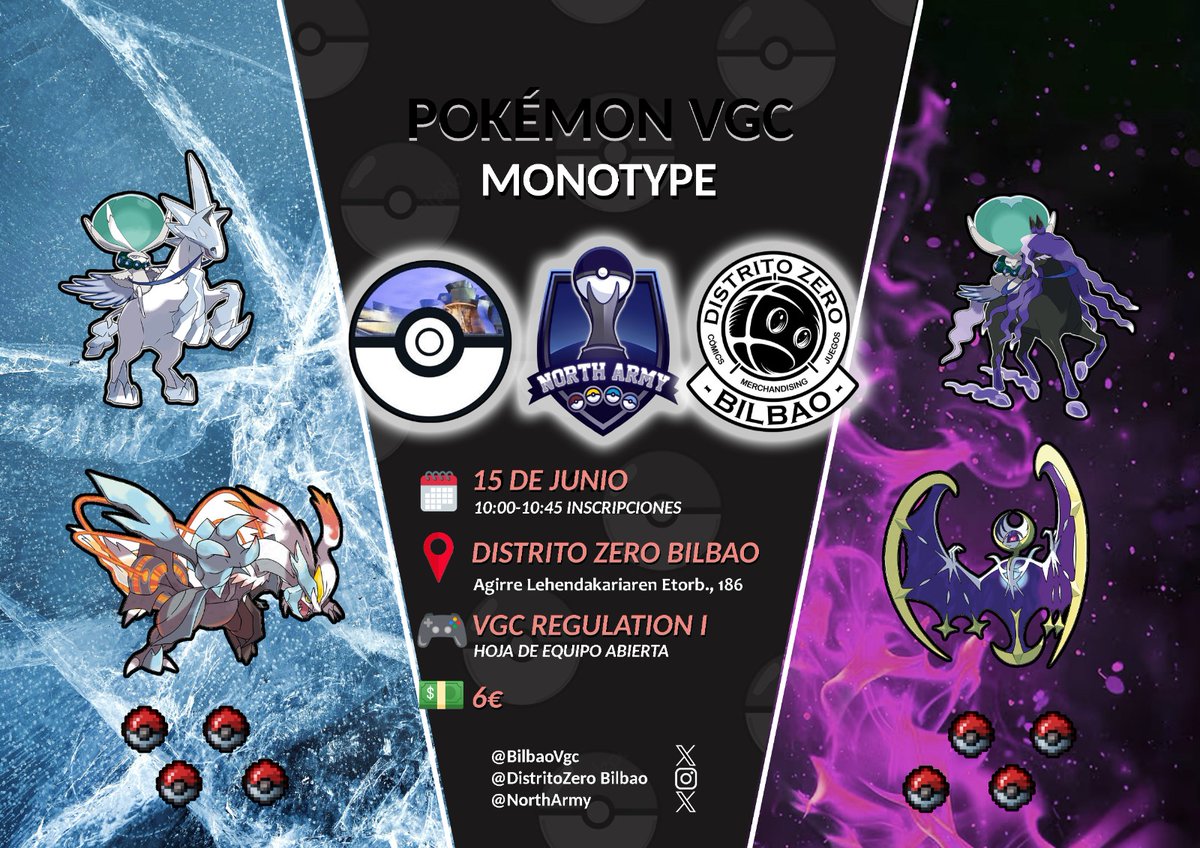 Pokémon VGC Bilbao (@bilbaovgc) on Twitter photo Este año la North Army no ha podido ser debido a las nuevas restricciones de las ligas, pero eso no es excusa! Aquí tenéis el torneo de fin de curso de <a href="/BilbaoVgc/">Pokémon VGC Bilbao</a> !! VGC Monotype Regulation I! Intentemos disfrutar del juego y cambiar algo el meta! Este año la North Army no ha podido ser debido a las nuevas restricciones de las ligas, pero eso no es excusa! Aquí tenéis el torneo de fin de curso de <a href="/BilbaoVgc/">Pokémon VGC Bilbao</a> !! VGC Monotype Regulation I! Intentemos disfrutar del juego y cambiar algo el meta!