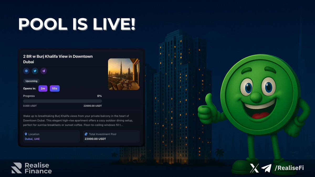 Pool is Live Now! 🔥
app.realise.finance/sale/0x4162A07…