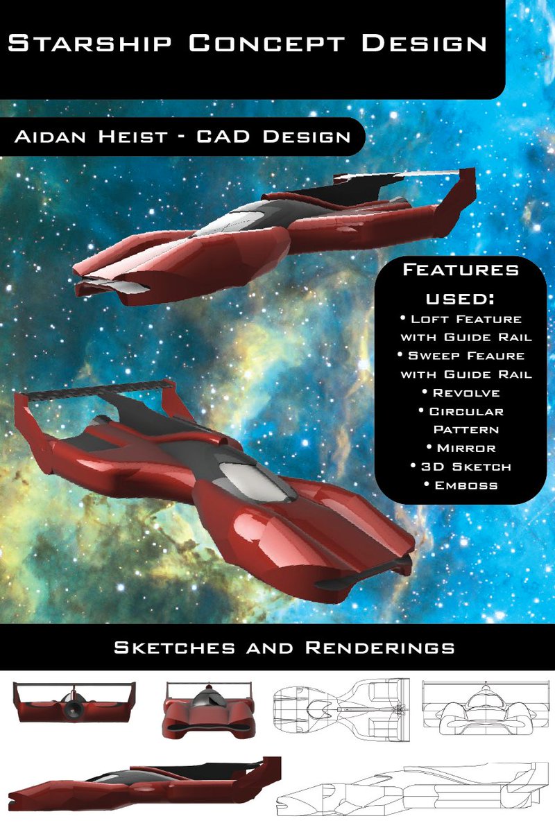 🚀 Students in Professor Stella’s class blasted off into the future with their final poster projects! Using Fusion 360, each student engineered a unique spaceship that reflects their personal inspirations and design style.

#Fusion360 #StudentDesigns #SpaceshipProject