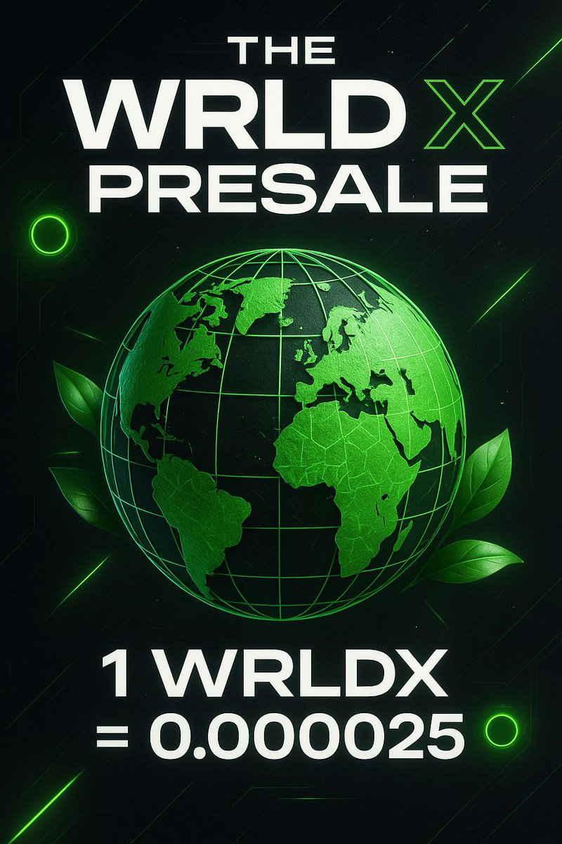 🌍 Welcome to World X – Creating a Greener Future, Together! 🌍

🚀 The revolution in crypto, community, and climate starts HERE.

💬 Join the Community Chat →
 t.me/+diu4VoSo0SU4N…

World X ($WRLDX) is more than a cryptocurrency — it's a movement for change. We’re blending