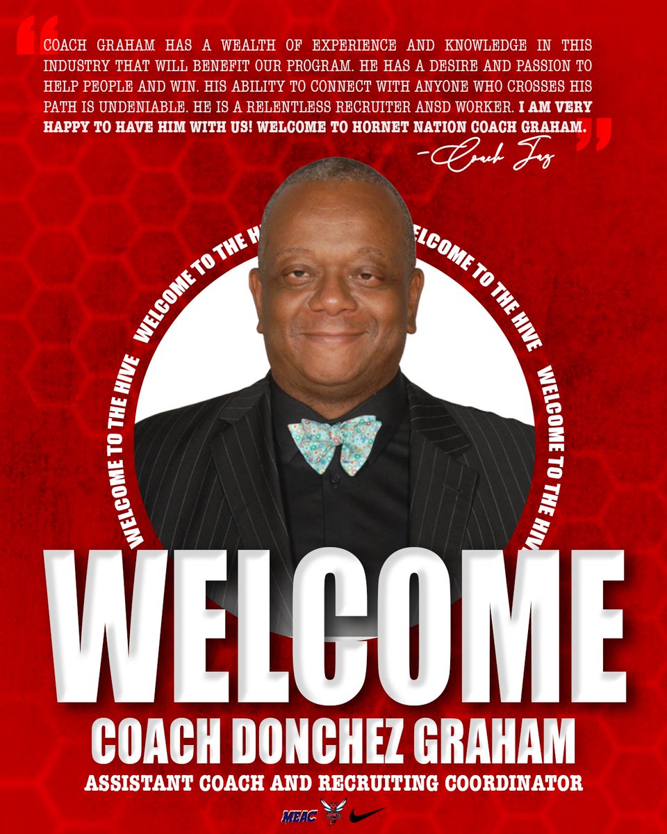 Please help us welcome Coach Donchez Graham, our new Assistant Coach and Recruiting Coordinator. We’re honored to have him join the Hornet family.🔥🏀
#WelcomeToTheHive
#HornetNation 
#DSUWBB