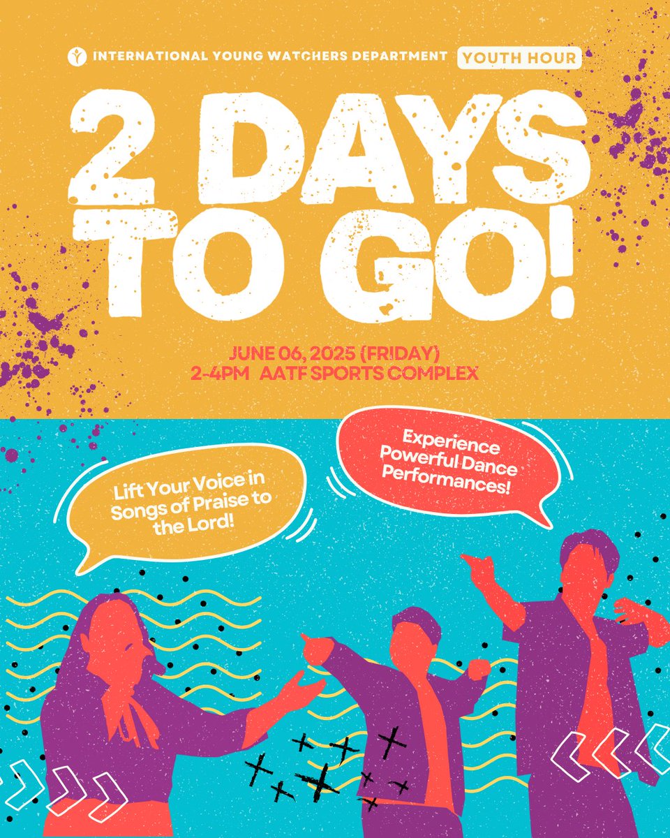 Young watchers, the countdown is on! In just two days, we will come together for #YouthHour2025 at Youth #SummerCamp2025 — a moment to embrace the apostolic culture and respond to the call for expansion. We look forward to seeing you there!

 #IYWD
 #PMCC4thWatch