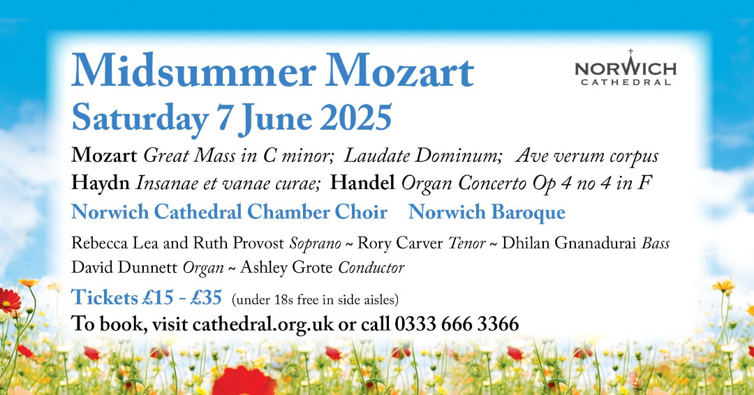 🎶 Midsummer Mozart, Saturday 7 June, 19:00 🎶

Join us for this rare opportunity to hear what is widely considered to be #Mozart's greatest work, the Mass in C minor.

Tickets available now, click the link below

bit.ly/MidsummerMozart