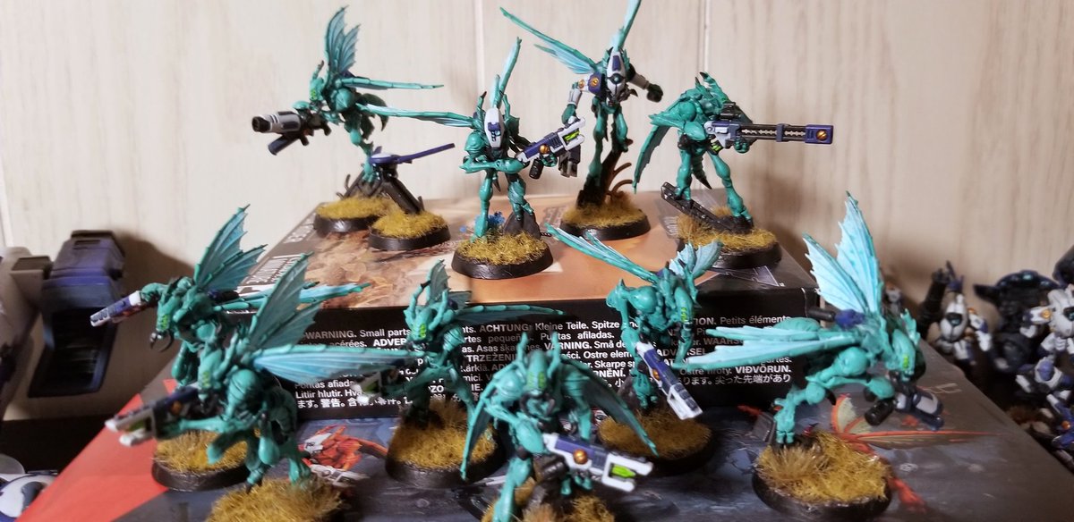 ShockwaveStan's tweet photo. Buzz buzz... Vespid Stingwings finally complete!!! what a refresh eh?

#warhammer40k #WarhammerCommunity #TauEmpire #vespid https://t.co/hN7eq9rtxP