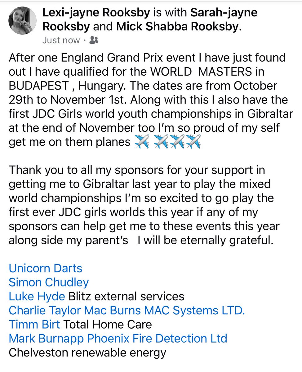 Just been told Ive qualified for the masters in Budapest to go along with the world youths in Gibraltar, Massive thanks to my sponsors who have helped in the past and hopefully the future. <a href="/UnicornDarts/">Unicorn Darts</a> <a href="/EdwardLowy/">Edward Lowy</a> <a href="/Dinning_J/">Jack Dinning</a> <a href="/jabba180/">JAMIE CAVEN</a> <a href="/INCSPORTAPPAREL/">INC-APPAREL</a> <a href="/Londoninn1/">London inn</a> <a href="/warrenackary/">Warren Ackary 💯🇦🇺🎯</a>
