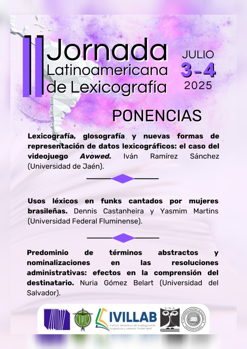 📣 Con emoción, anunciamos las ponencias de la II Jornada Latinoamericana de Lexicografía (Grupo I).
📆3 y 4 de julio