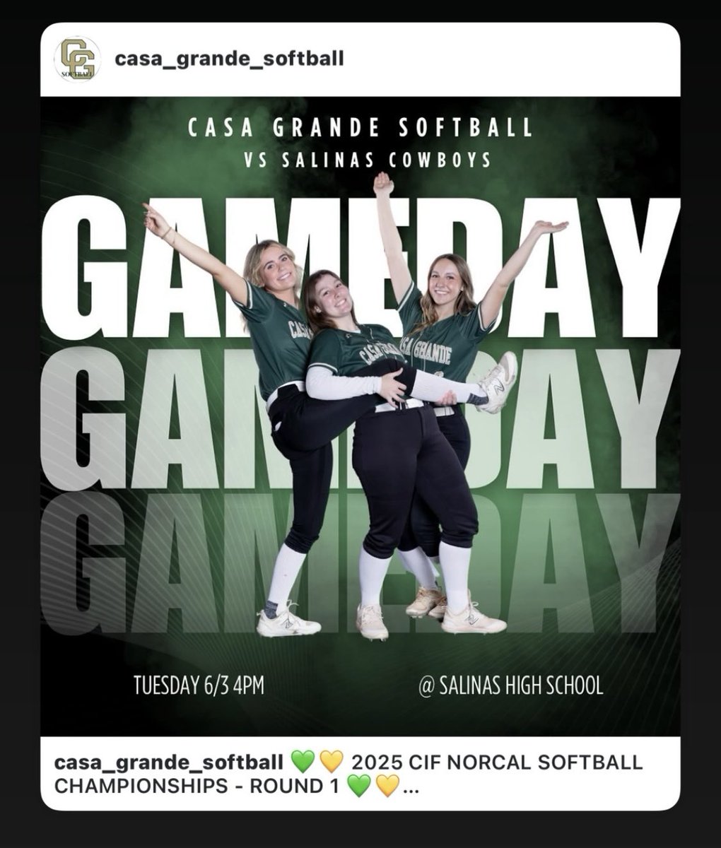 🥎🥎Great day to be a Lady Gaucho! CIF playoffs start today as the Lady Gauchos head to Salinas.  Spikes in the dirt at 4pm! 🥎🥎 <a href="/JustGusPD/">Gus Morris</a> <a href="/kodoherty22/">Kienan O'Doherty</a> <a href="/HaroldAbend/">Harold Abend</a> <a href="/westcoastpreps_/">West Coast Preps</a>  <a href="/LKetchu2025/">Lauren Ketchu 2025</a> <a href="/Amcsw_franklin7/">Abby McSweeney-Franklin 2026</a>  <a href="/Lpartridge2025/">LilaMaePartridge2025</a> <a href="/veronicanm2026/">Veronica</a> <a href="/mgallagher2027/">Molly Gallagher</a>