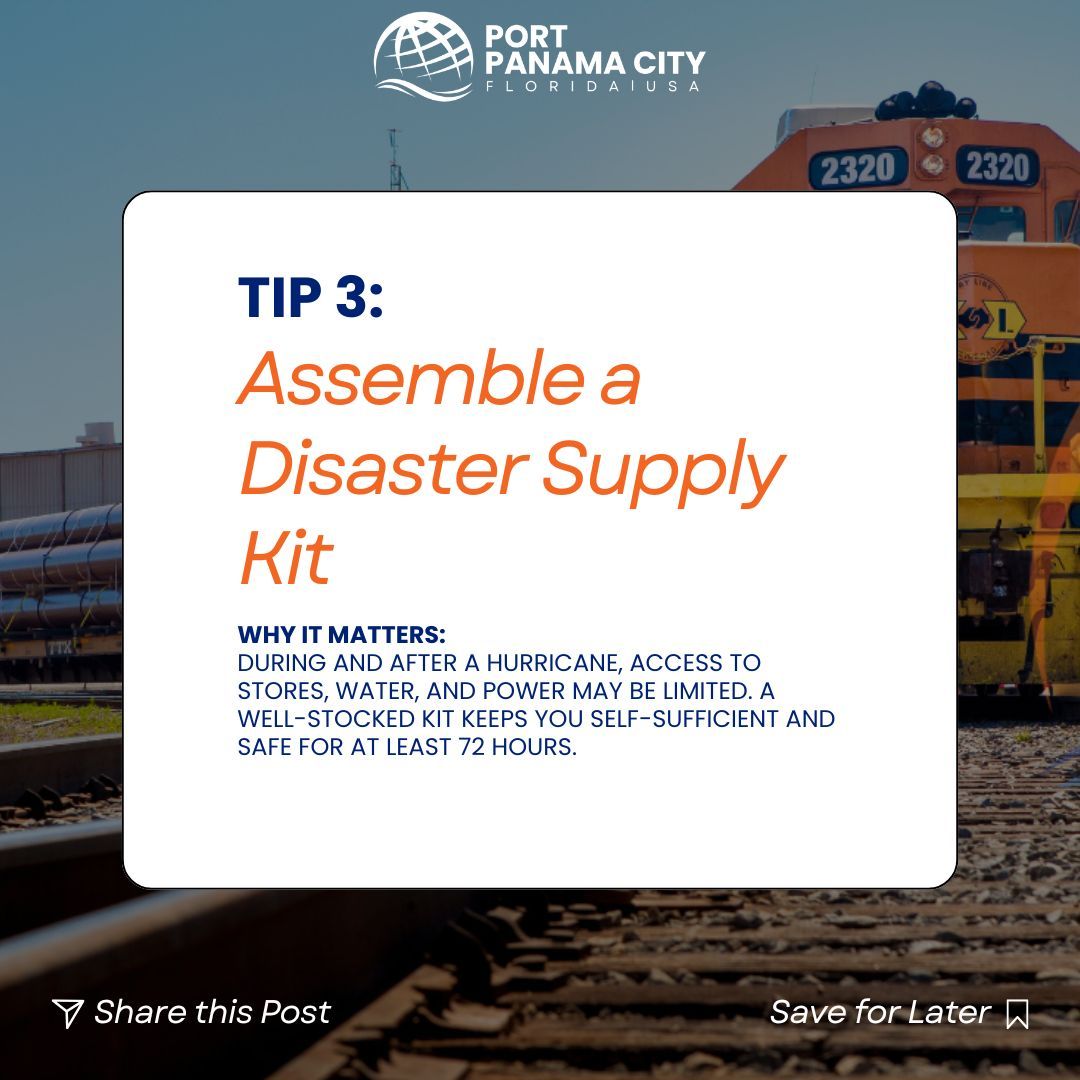 Tip #3: Assemble a Disaster Supply Kit

Why it matters: Supplies may be unavailable after a storm. Be self-sufficient for at least 72 hours.