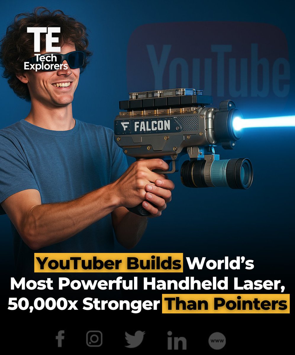 themestimes's tweet image. Inventor and YouTuber Styropyro (real name Drake Anthony) has created a 250-watt handheld laser, claiming it’s about 50,000 times more powerful than standard laser pointers.

#LaserTech #DIYScience #Styropyro #TechInnovation #ExtremeInventions