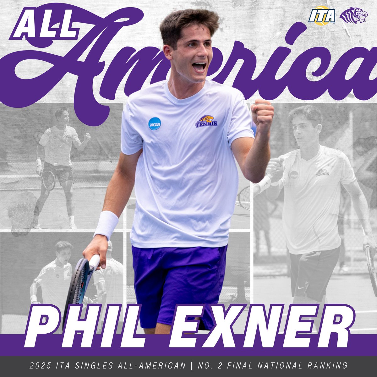 Congrats to Phil Exner for his third-straight ITA All-America honor!

ITA final rankings:
🟣Phil Exner No. 2 singles
🟣Ramon Strassmann No. 35 singles
🟣Ouachita No. 25 as a team

Read more: bit.ly/3FxOERM | #WeAreCollegeTennis | #D2MTEN | #BringYourRoar🐅