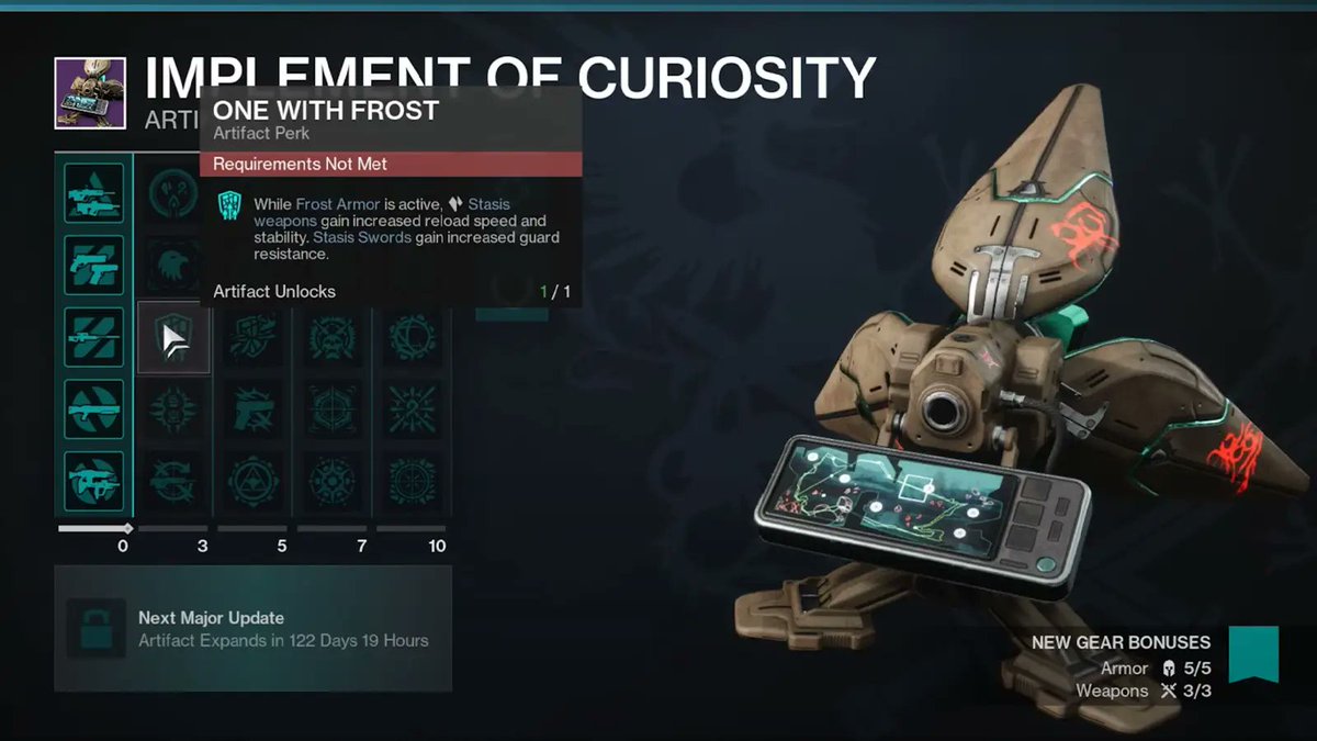 Destiny Bulletin (@destinybulletn) on Twitter photo 🚨NEW: Destiny 2 Edge of Fate/Season of Reclamation Artifact - Implement of Curiosity (via <a href="/MrRoflWaffles/">MrRoflWaffles From Tutorials</a>)
- Anti-Barrier Scout/Pulse
- Unstoppable Sidearm/HC
- Unstoppable Sniper
- Overload Shotgun
- Overload Rapid Fire
Full Artifact perks detailed: thegamepost.com/destiny-2-edge… 🚨NEW: Destiny 2 Edge of Fate/Season of Reclamation Artifact - Implement of Curiosity (via <a href="/MrRoflWaffles/">MrRoflWaffles From Tutorials</a>)
- Anti-Barrier Scout/Pulse
- Unstoppable Sidearm/HC
- Unstoppable Sniper
- Overload Shotgun
- Overload Rapid Fire
Full Artifact perks detailed: thegamepost.com/destiny-2-edge…
