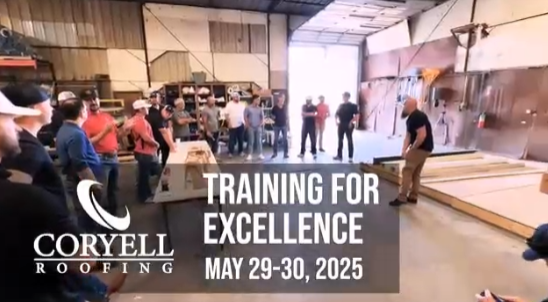 We don't just talk excellence—we train for it. 💪
Our May 2025 Training for Excellence brought Coryell crews together for hands-on learning, safety, and leadership.
Watch the highlights: youtu.be/tyja1hRPGU8  

#CoryellRoofing #TrainingForExcellence #RoofingProfessionals