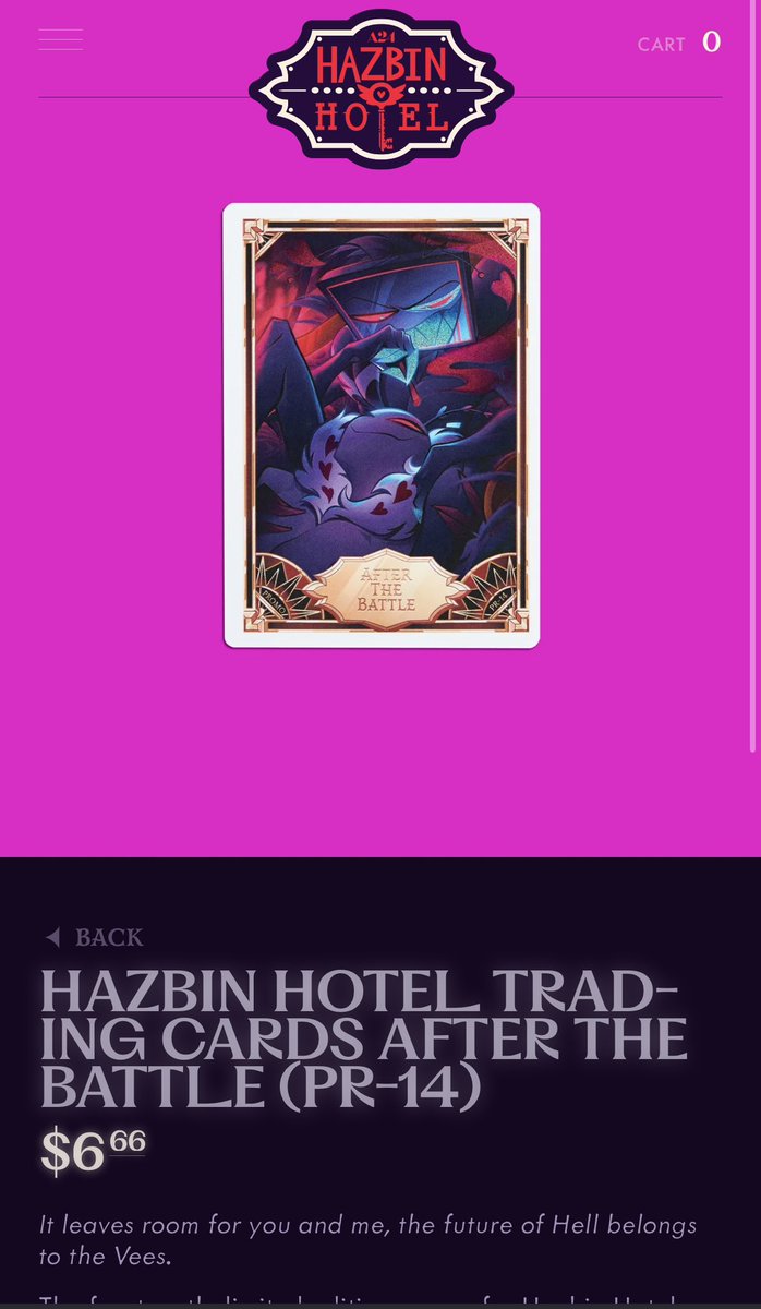 Hazbin Hotel Promo Trading Card VOX & VALENTINO - AFTER THE