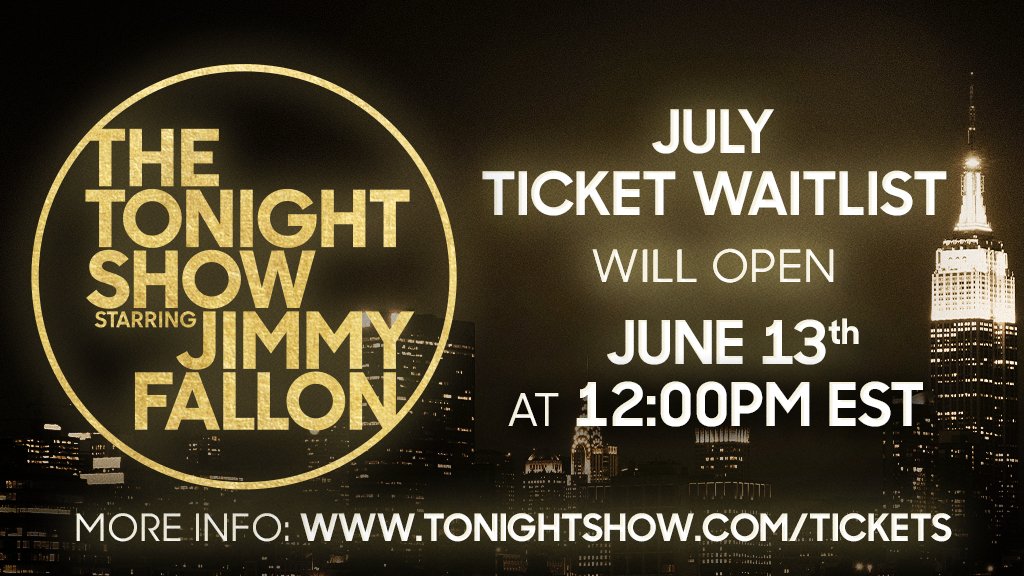 📅The July ticket waitlist will open on Friday, June 13th at 12pm EST! Read more on how to request tickets here: tonightshow.com/tickets