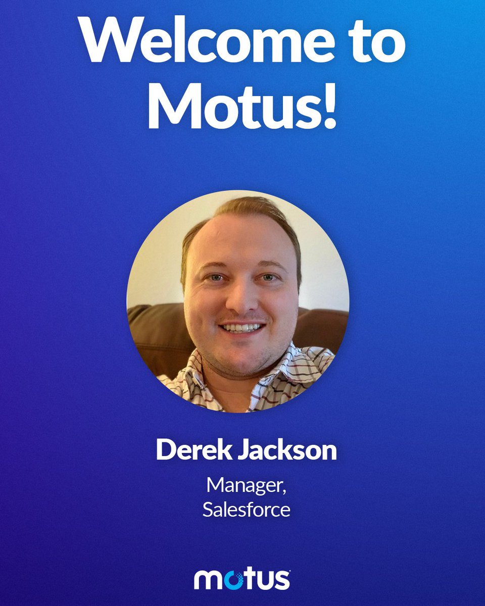We're very excited to welcome Derek to the Motus team! 🎉 👏