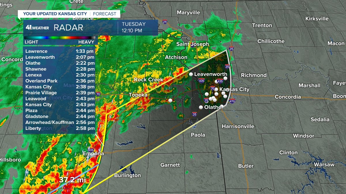 Thunderstorms are organizing southwest of Kansas City. There is a cold front slowing approaching with an upper level storm that will combine to enhance thunderstorms. Some severe weather is possible with damaging winds the main threat, and flooding is likely in a few spots as 3"