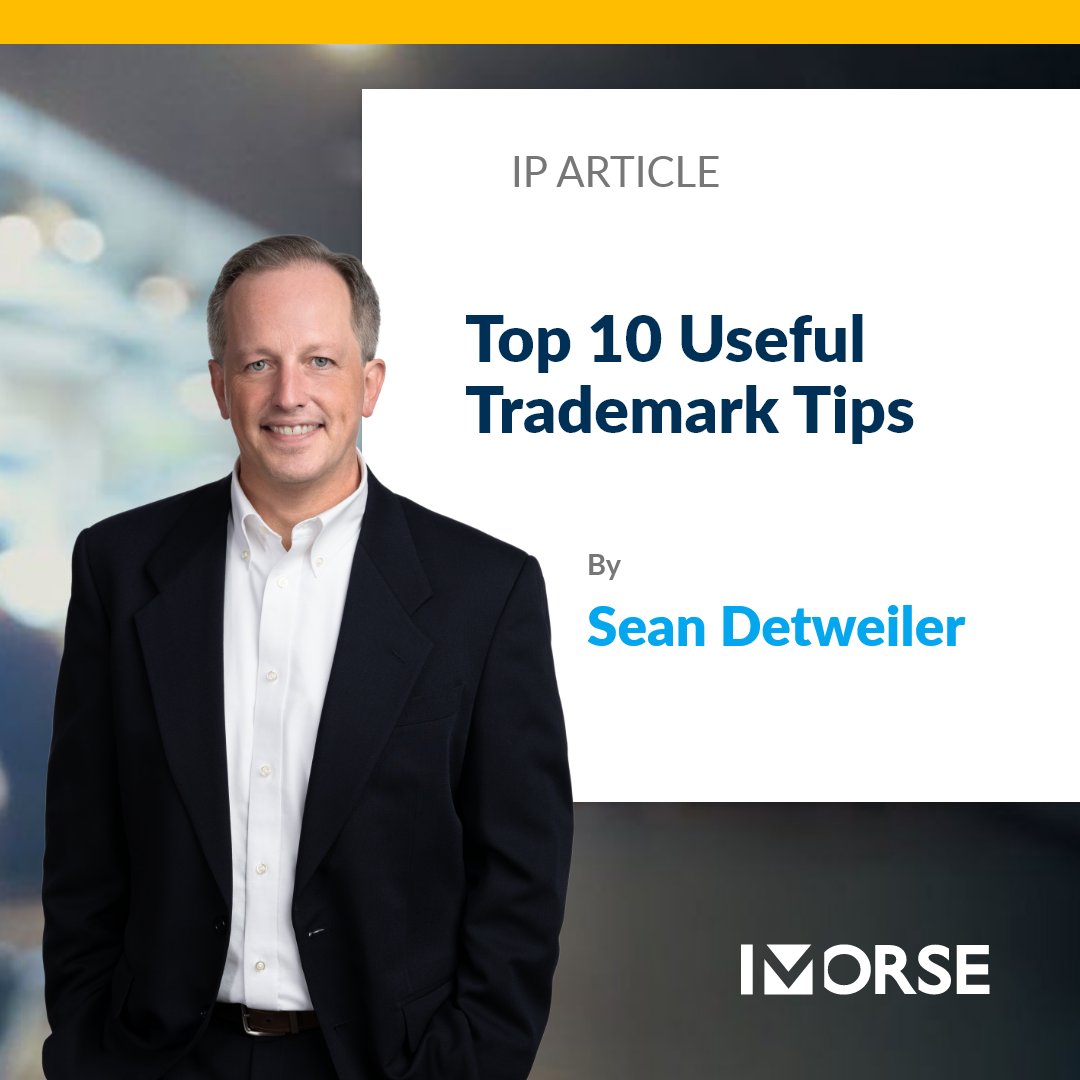 Your brand is one of your most valuable assets. Protect it with a smart trademark strategy. Morse attorney Sean Detweiler shares 10 key tips to avoid pitfalls and secure long-term value.
Read the full article here:
morse.law/news/top-ten-t…
#Trademarks #IPStrategy #BrandProtection