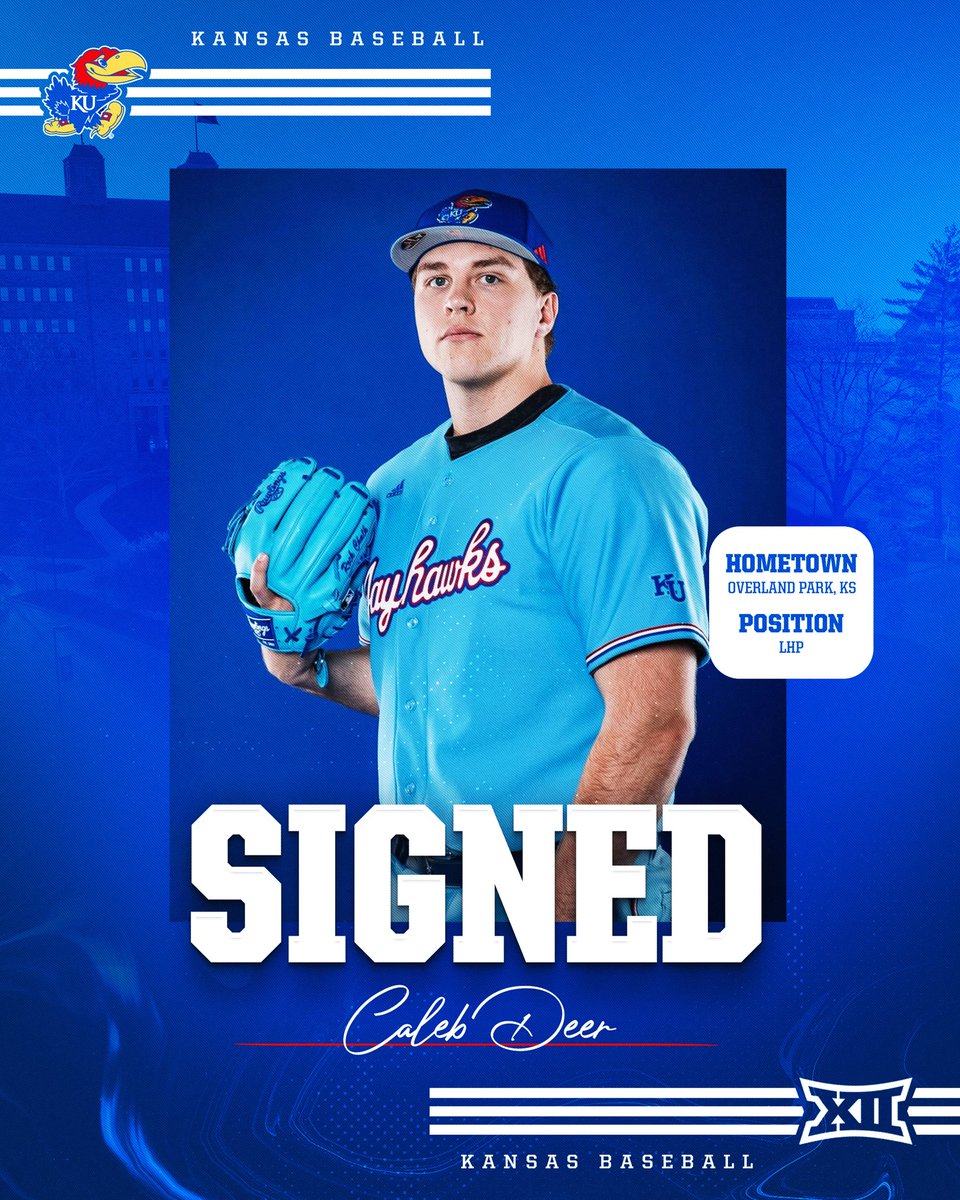 Signed ✍️

🔴 Caleb Deer 
🔵 Overland Park, KS
🔴 LHP

#RockChalk x <a href="/CalebDeer3/">Caleb Deer</a>