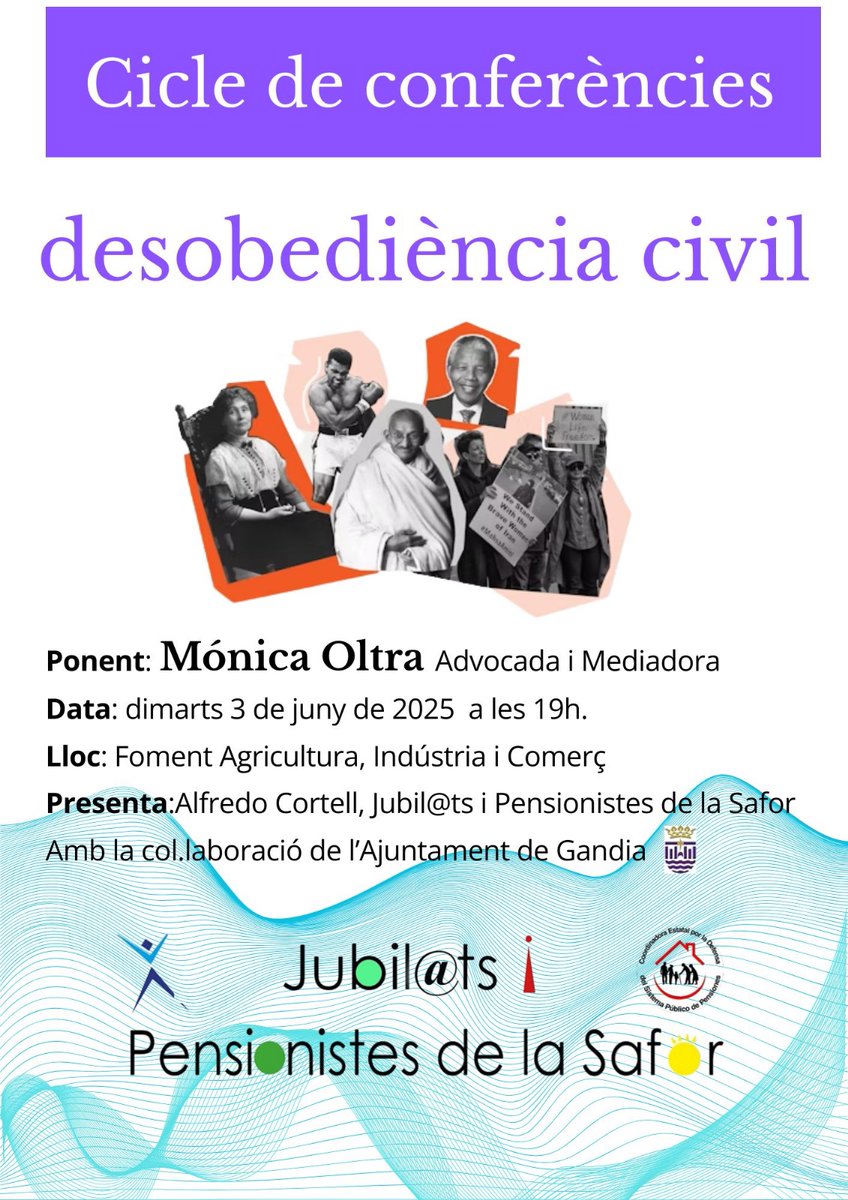 Tots en peu a Foment, aplaudint a <a href="/monicaoltra/">Mónica Oltra Jarque</a> en Gandia.
Desobediència civil.