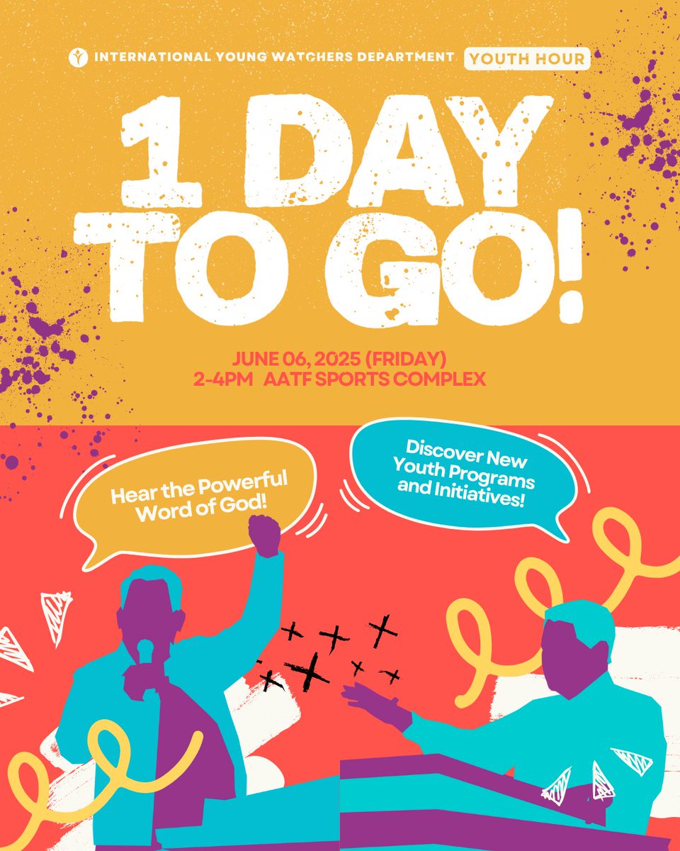Young Watchers, the wait is almost over. Tomorrow, we gather for #YouthHour2025 at Youth #SummerCamp2025 — a sacred time to be renewed in purpose and united in apostolic mission. Let us come together in one spirit, ready to respond to the call!

 #IYWD
 #PMCC4thWatch
